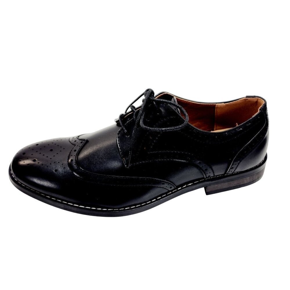 Mens Heez Black Leather Brogue Dress Shoes Size 11 New - Picture 9 of 14